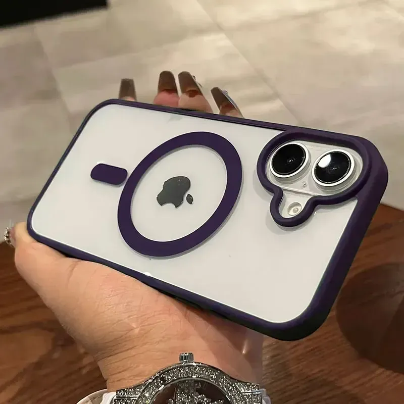 Coque transparente de luxe compatible MagSafe pour iPhone 11 à 17, avec charge sans fil magnétique et protection contre les chocs 13