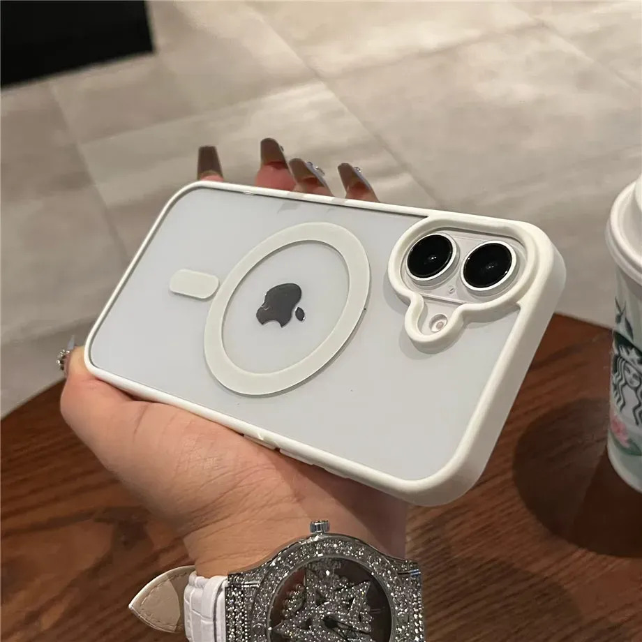 Coque transparente de luxe compatible MagSafe pour iPhone 11 à 17, avec charge sans fil magnétique et protection contre les chocs 12