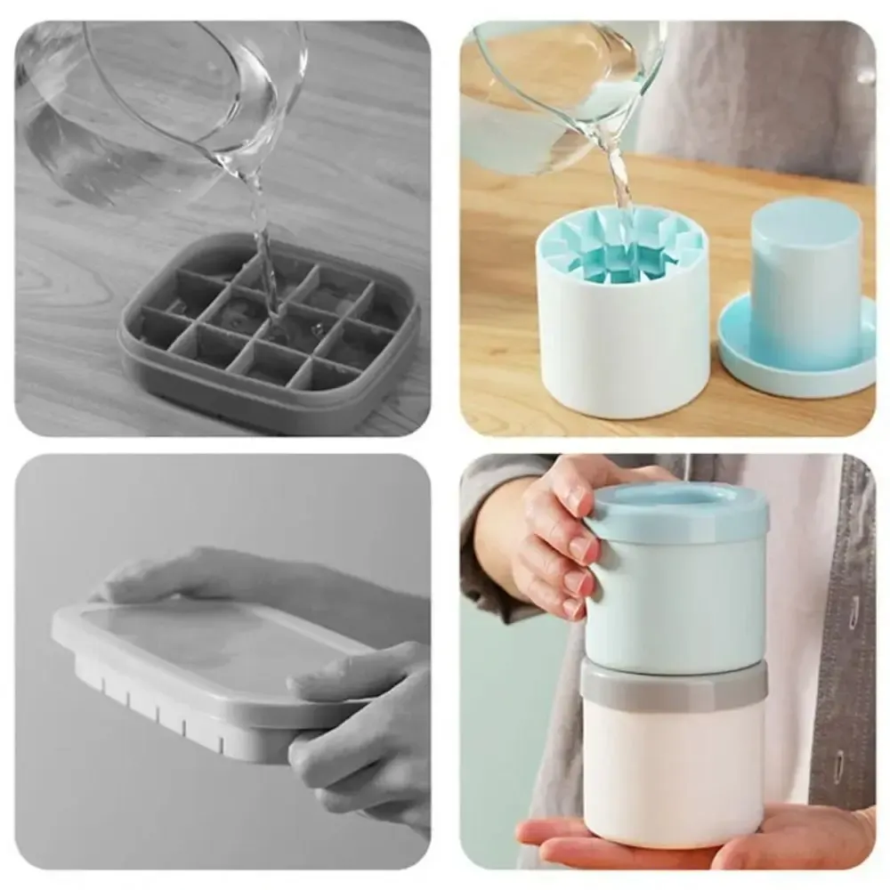 Moule à glaçons en silicone portable et réutilisable à congélation rapide 4