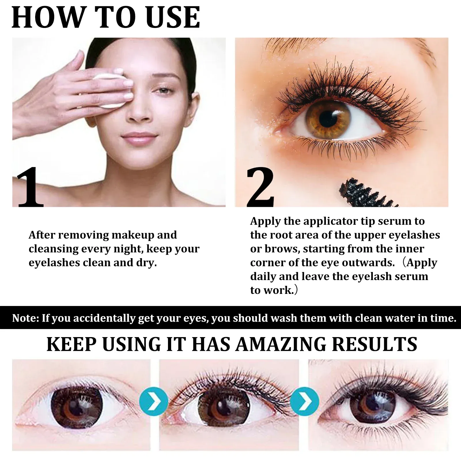 Sérum naturel à l'huile de ricin pour sourcils et cils, favorise la croissance, l'épaississement et la courbure 4