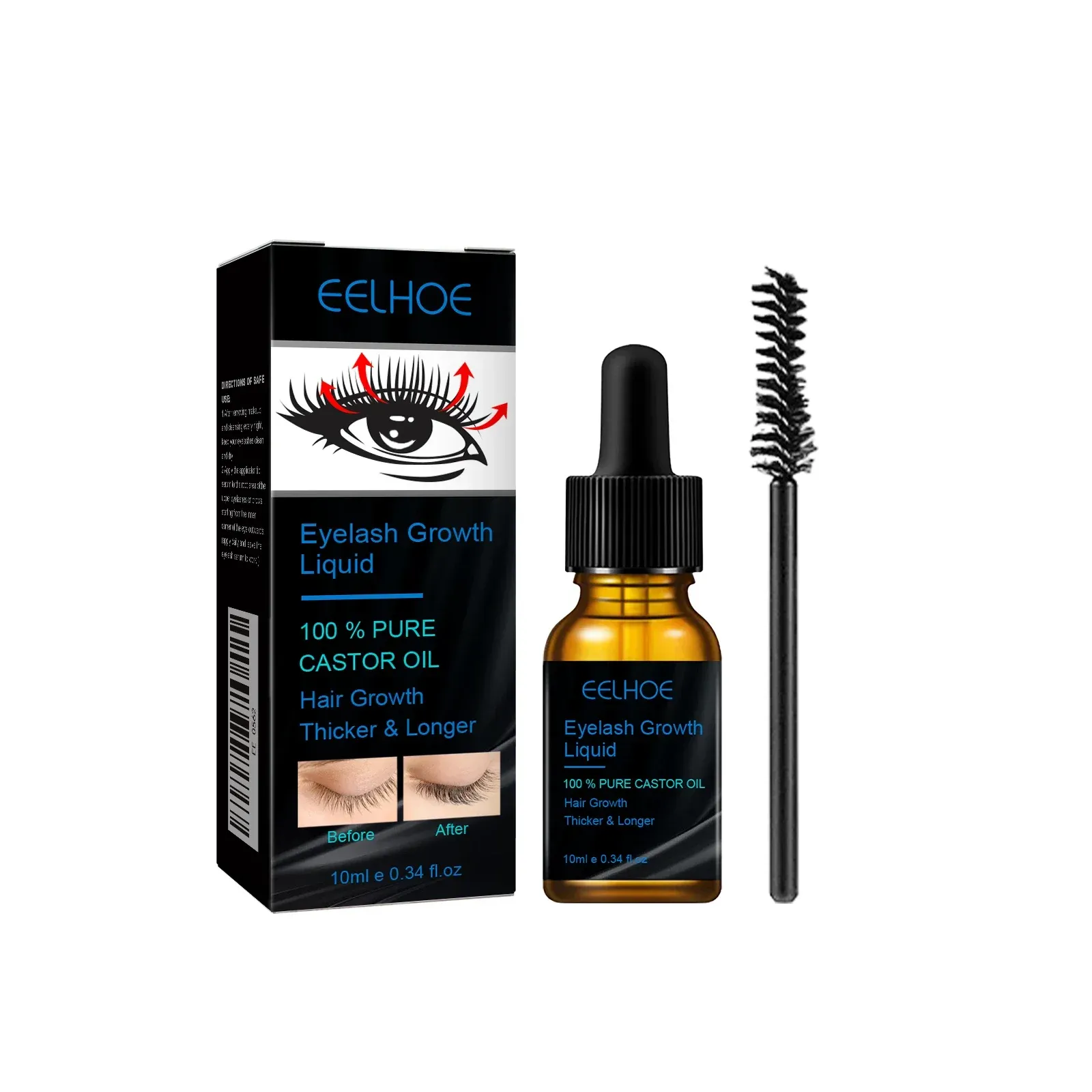 Sérum naturel à l'huile de ricin pour sourcils et cils, favorise la croissance, l'épaississement et la courbure 8