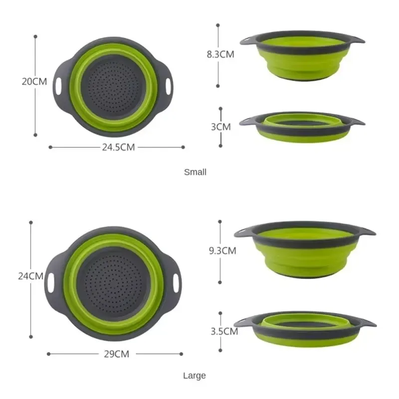Panier de nettoyage et d'égouttage en silicone pour légumes et fruits, pliable, avec filet filtrant 2