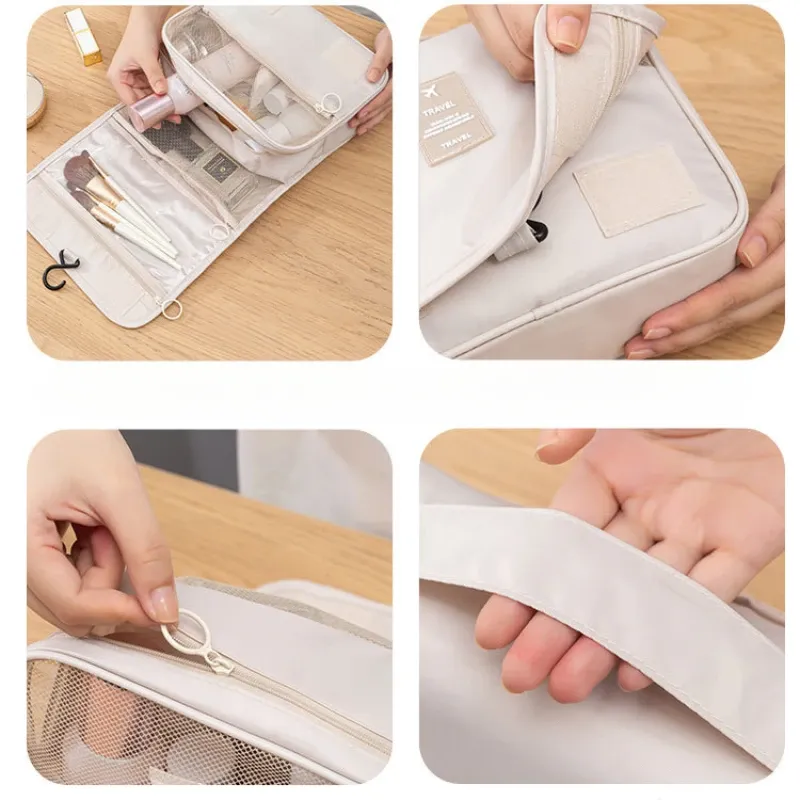 Trousse de maquillage de voyage imperméable pour femme, organisateur de produits de toilette 3