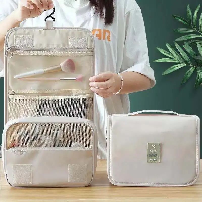 Trousse de maquillage de voyage imperméable pour femme, organisateur de produits de toilette 4