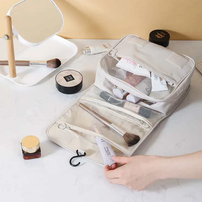 Trousse de maquillage de voyage imperméable pour femme, organisateur de produits de toilette 6