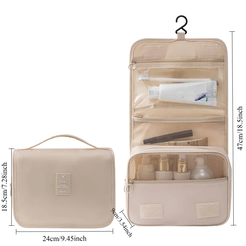 Trousse de maquillage de voyage imperméable pour femme, organisateur de produits de toilette 12