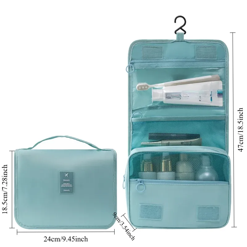 Trousse de maquillage de voyage imperméable pour femme, organisateur de produits de toilette 9