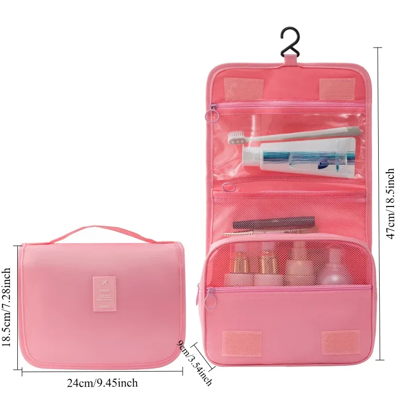 Trousse de maquillage de voyage imperméable pour femme, organisateur de produits de toilette 11