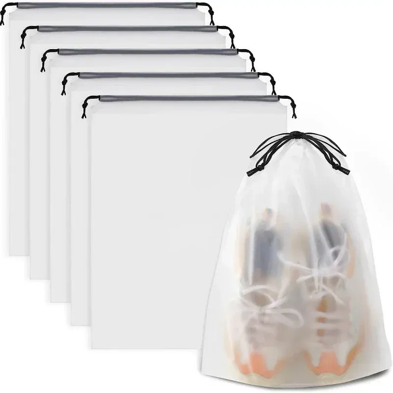 Sacs de rangement portables pour chaussures en plastique transparent étanche, lot de 5 ou 10 pièces - SunOfficiTravel 1