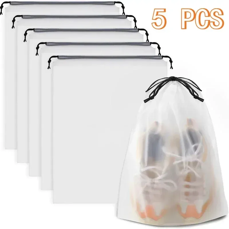 Sacs de rangement portables pour chaussures en plastique transparent étanche, lot de 5 ou 10 pièces - SunOfficiTravel 7