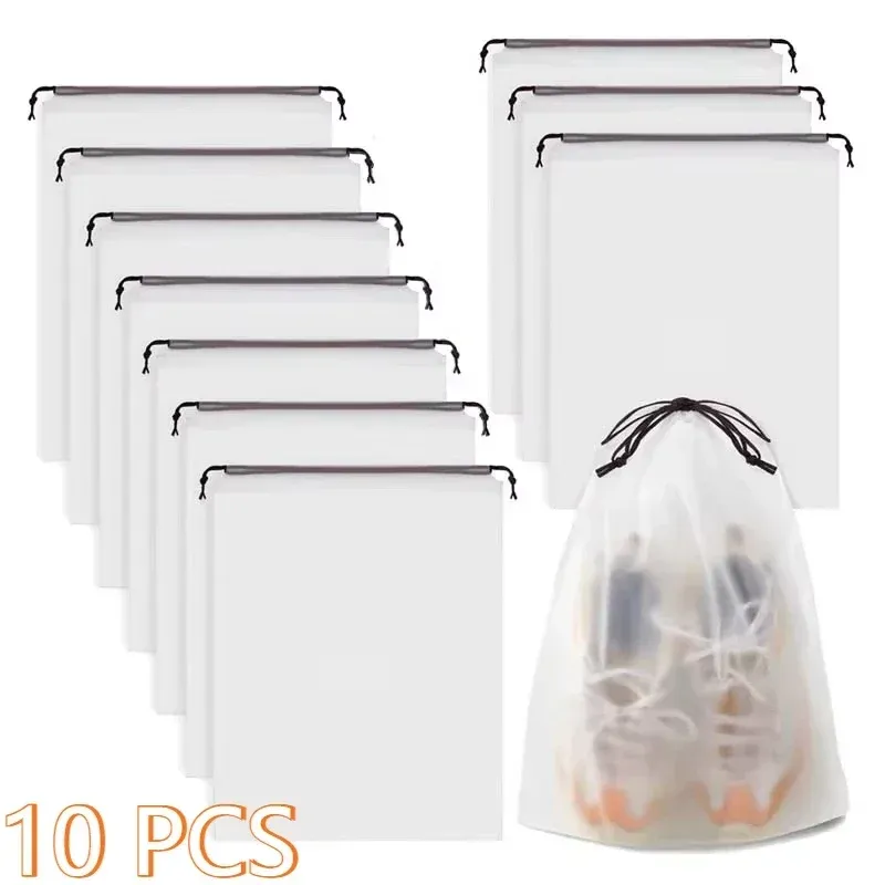 Sacs de rangement portables pour chaussures en plastique transparent étanche, lot de 5 ou 10 pièces - SunOfficiTravel 8