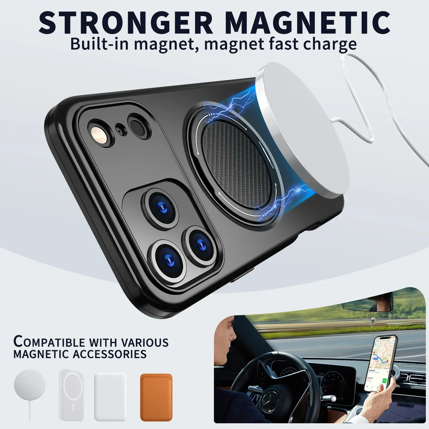 Coque antichoc 360° avec support magnétique pour iPhone 11 à 17, 17 Air et 17 Pro Max, compatible MagSafe 2
