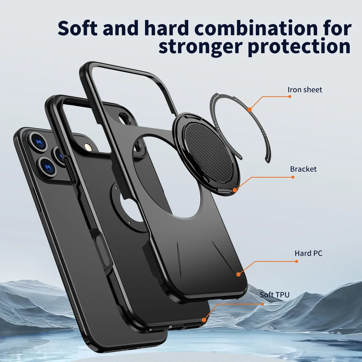 Coque antichoc 360° avec support magnétique pour iPhone 11 à 17, 17 Air et 17 Pro Max, compatible MagSafe 5