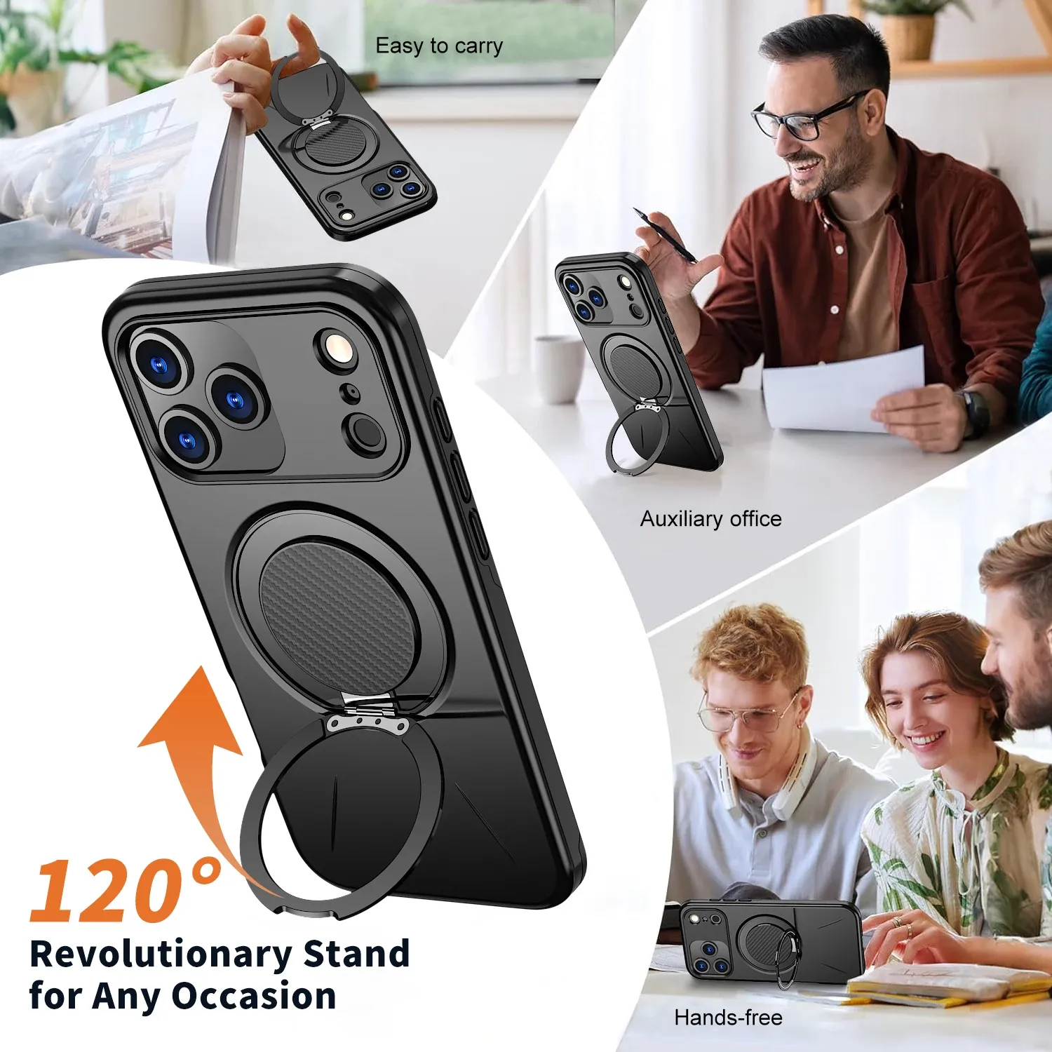Coque antichoc 360° avec support magnétique pour iPhone 11 à 17, 17 Air et 17 Pro Max, compatible MagSafe 6