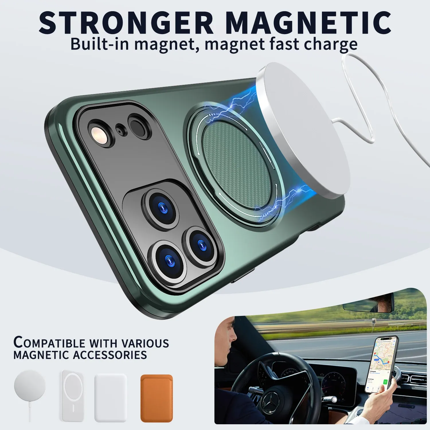 Coque magnétique 360° pour iPhone, vue d'ensemble