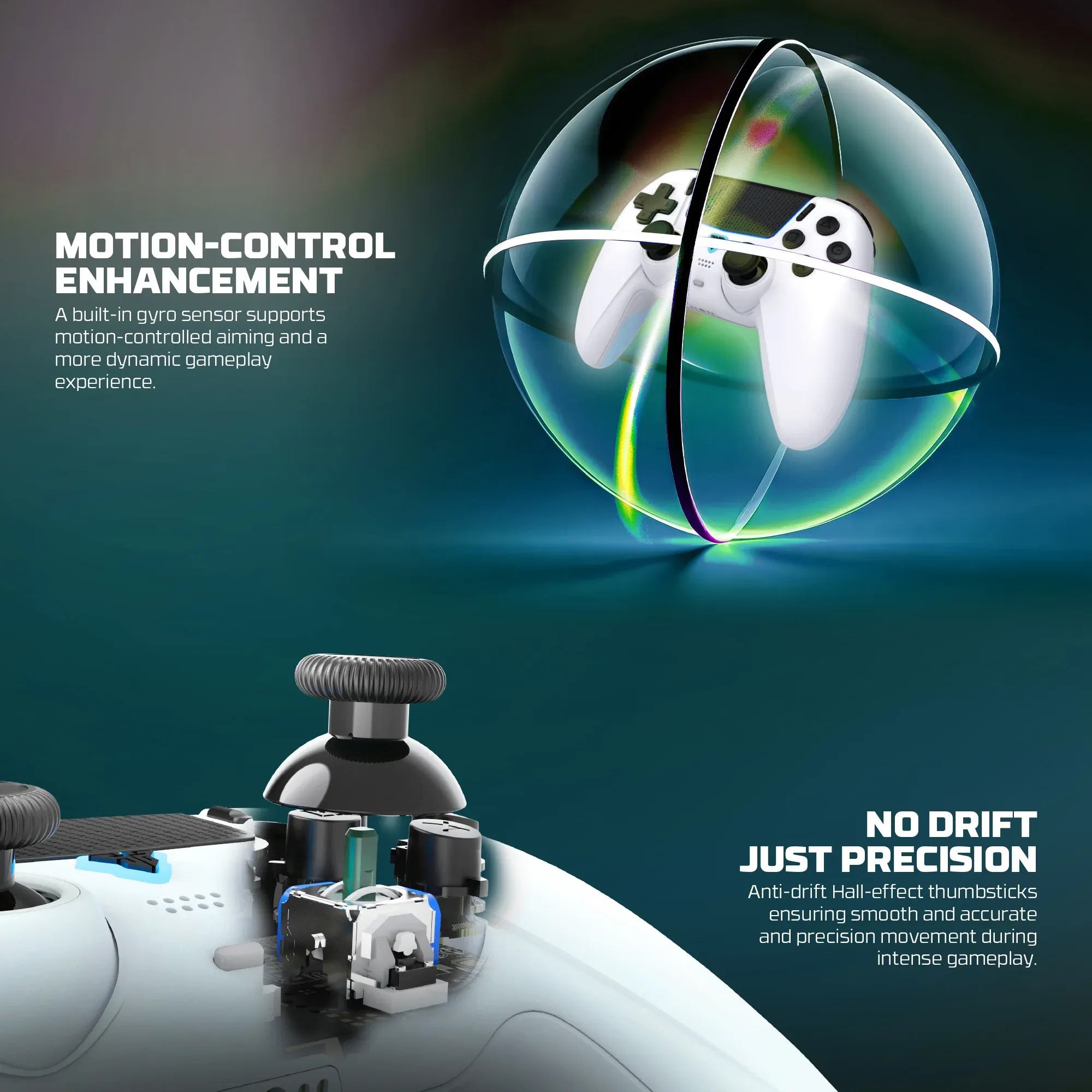 Manette sans fil FANTECH NOVA II WGP16 à joysticks et gâchettes à effet Hall, haut-parleur intégré, compatible PS4 et NS2 4