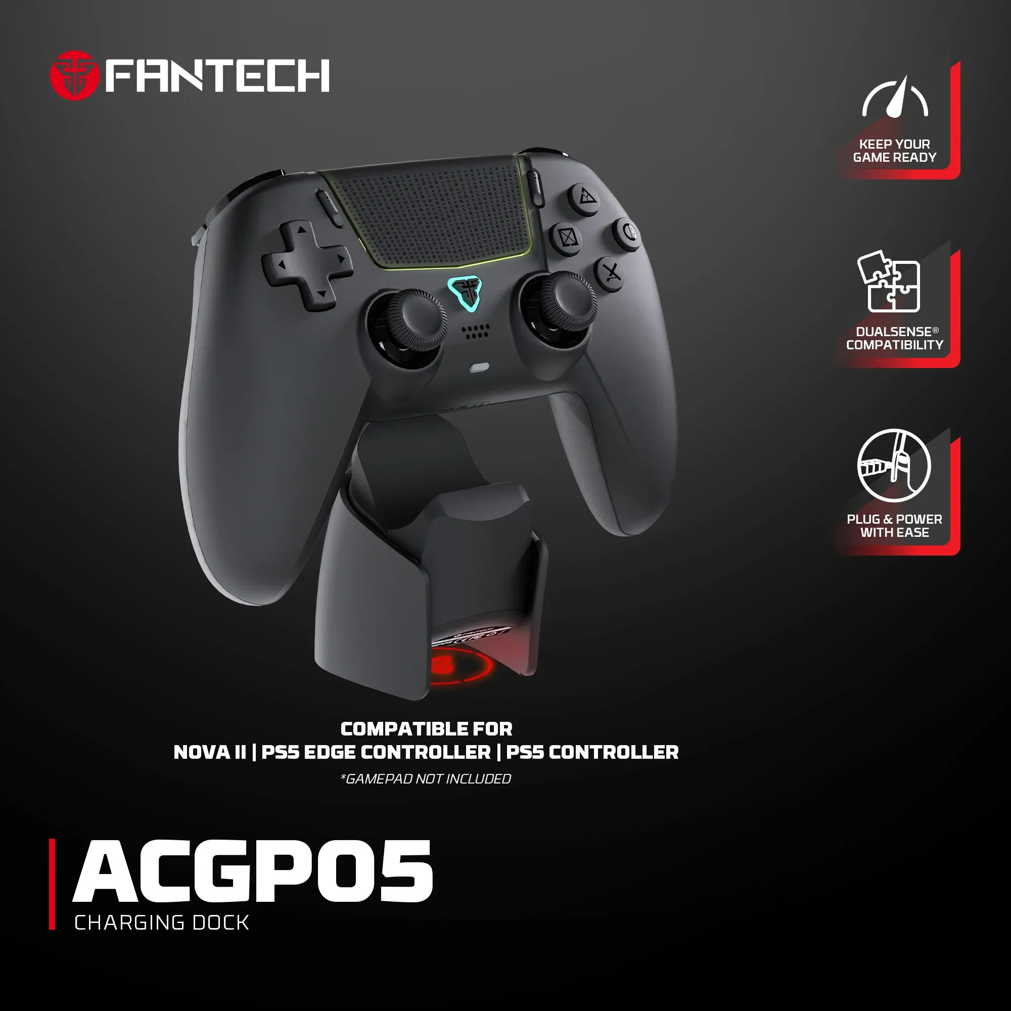 Manette sans fil FANTECH NOVA II WGP16 à joysticks et gâchettes à effet Hall, haut-parleur intégré, compatible PS4 et NS2 11