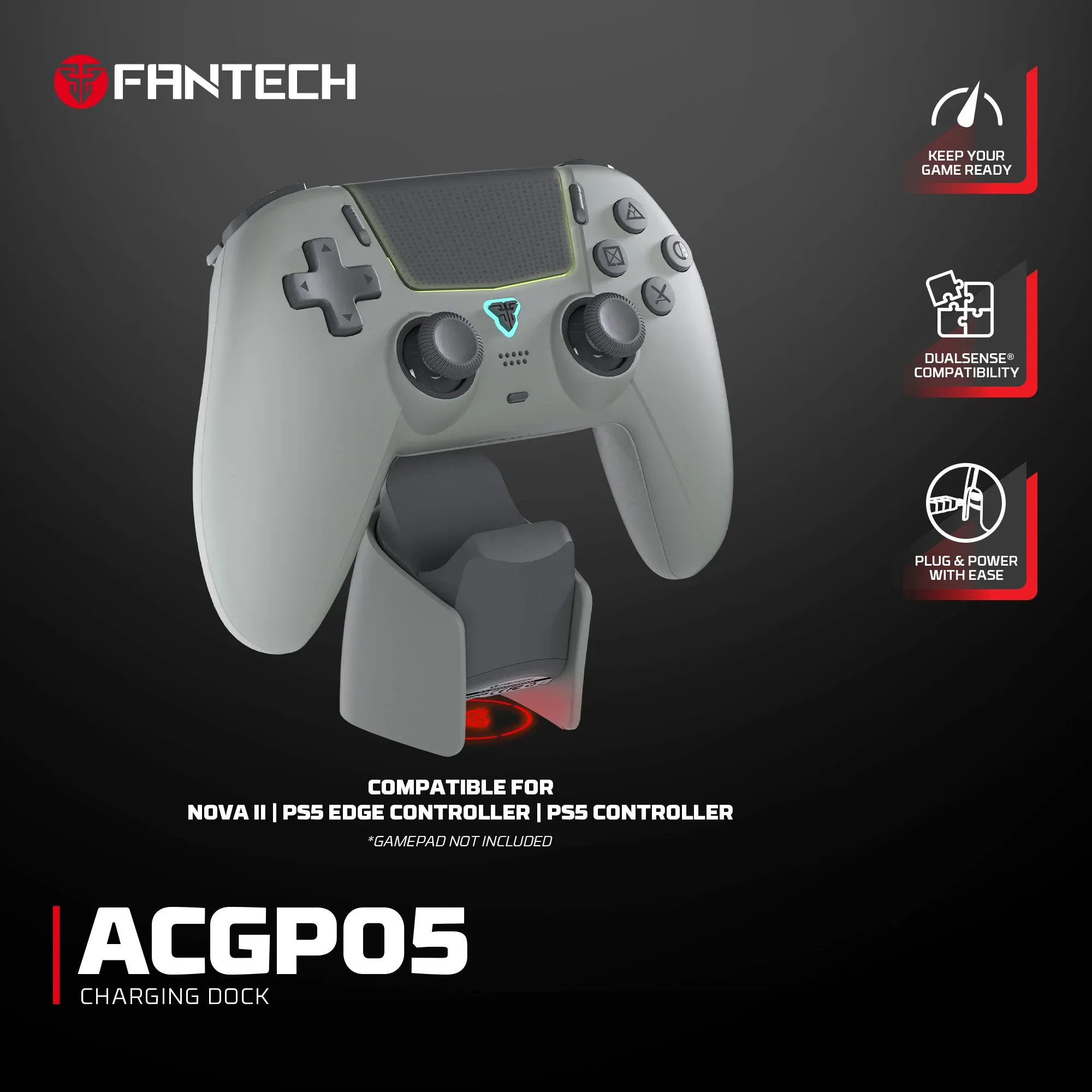 Manette sans fil FANTECH NOVA II WGP16 à joysticks et gâchettes à effet Hall, haut-parleur intégré, compatible PS4 et NS2 12