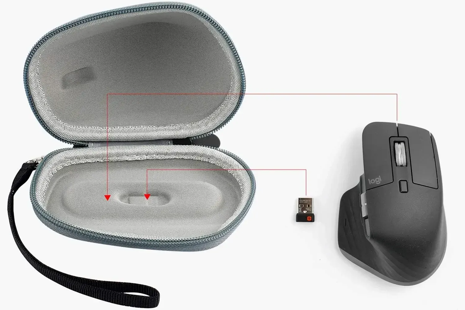 Étui rigide en EVA pour souris sans fil Logitech MX Master 3S, 3 et 2S, étui de rangement portable pour voyage avec dragonne (étui seul) 5