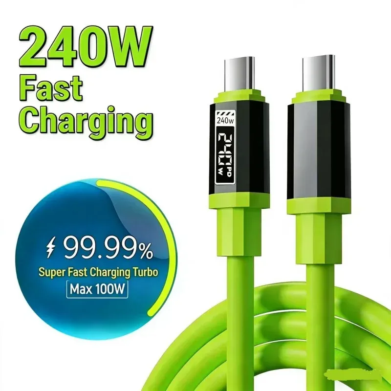 Câble USB-C vers USB-C de charge rapide PD 240 W compatible Huawei, Xiaomi, Samsung, OPPO et VIVO