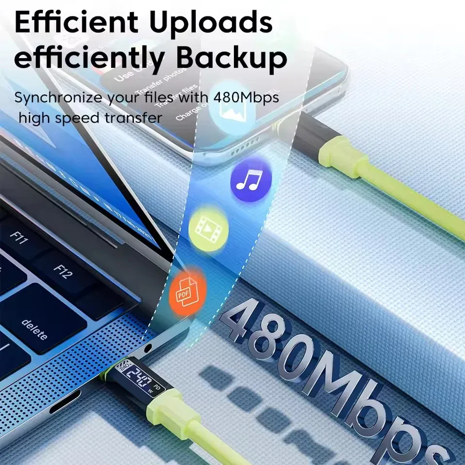 Câble USB-C vers USB-C de charge rapide PD 240 W compatible Huawei, Xiaomi, Samsung, OPPO et VIVO 4