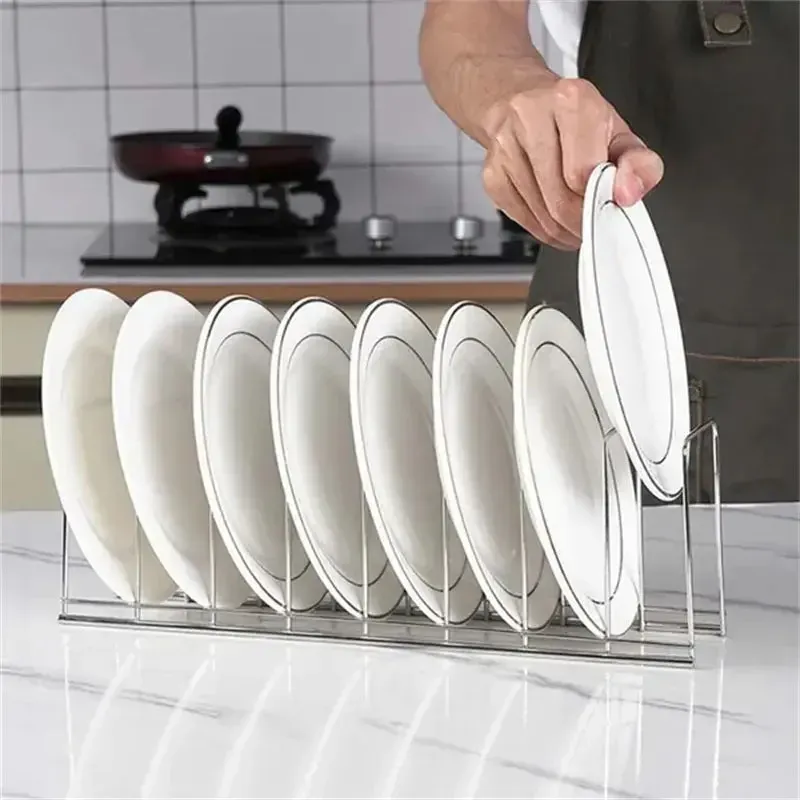 Organisateur de cuisine en acier inoxydable : porte-vaisselle, couvercles et couverts 5