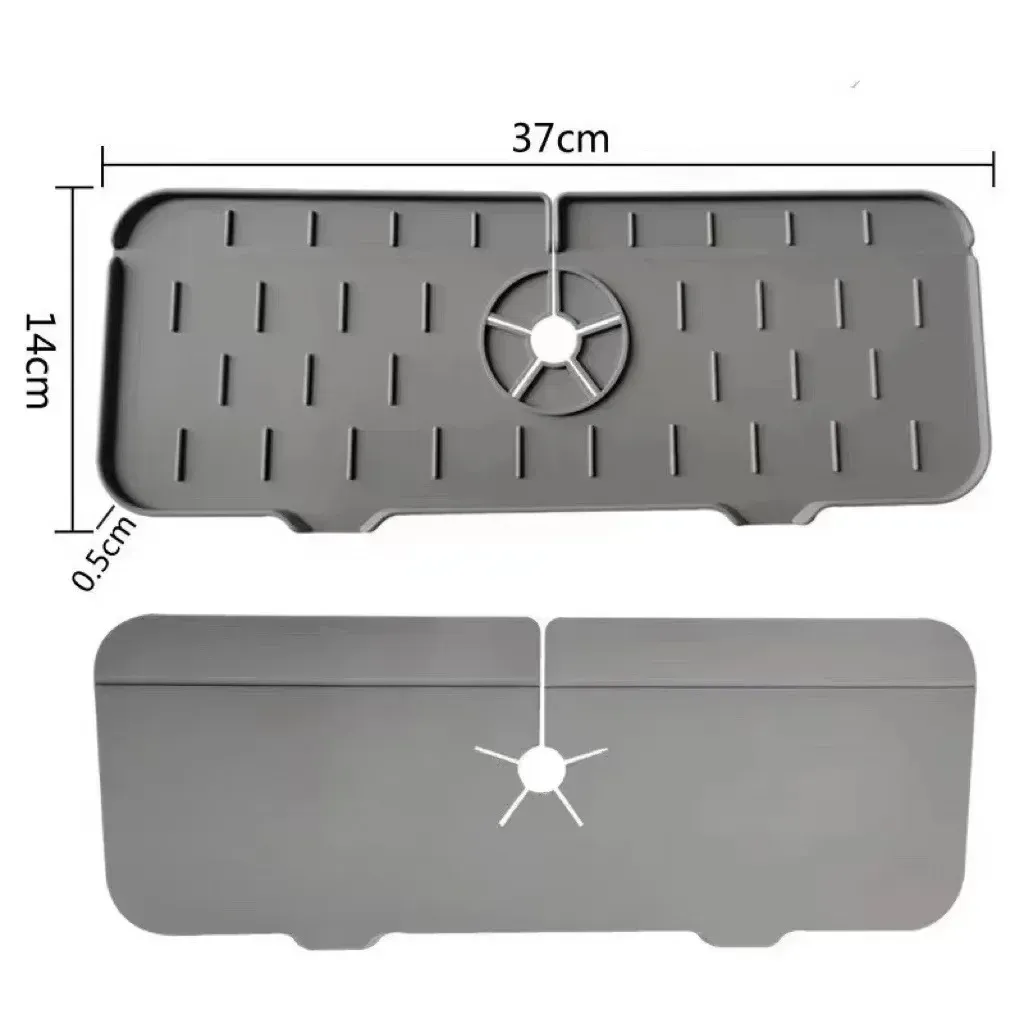 Tapis d'égouttage en silicone pour évier de cuisine, anti-éclaboussures, bouchon de vidange, protection de plan de travail pour salle de bains, égouttoir à séchage rapide 6