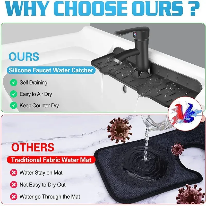 Tapis de robinet en silicone, ambiance élégante