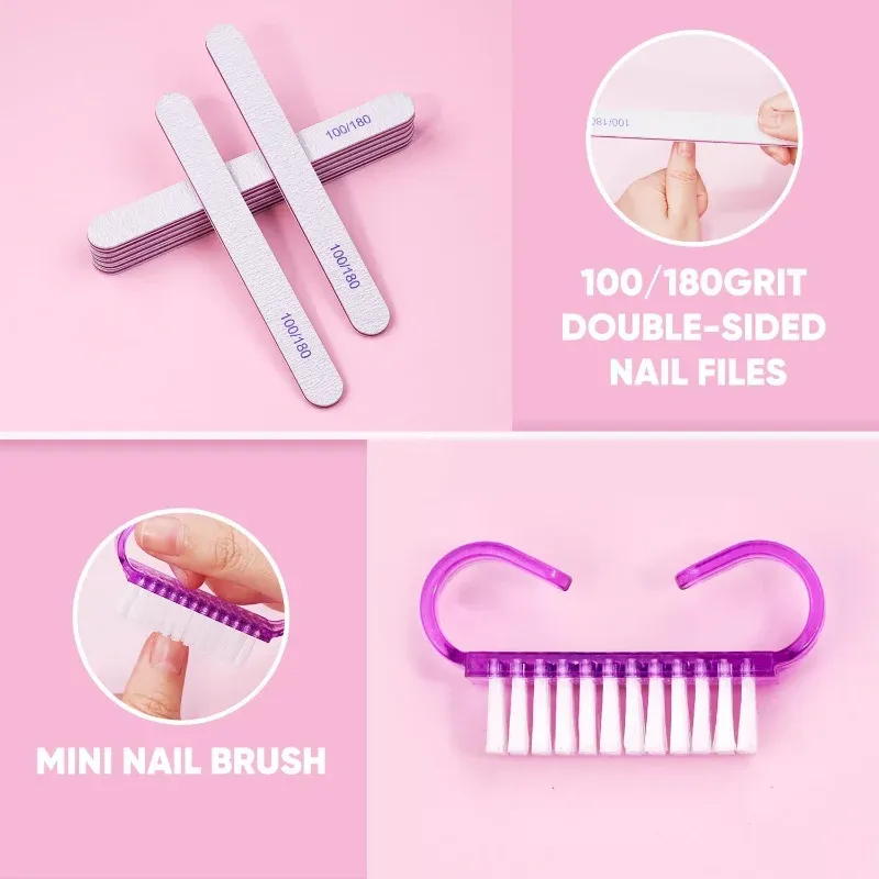 Kit de manucure professionnel 10/15 pièces : limes à ongles 100/180 grains, polissoir, pince à cuticules, ciseaux et repousse-cuticules 3