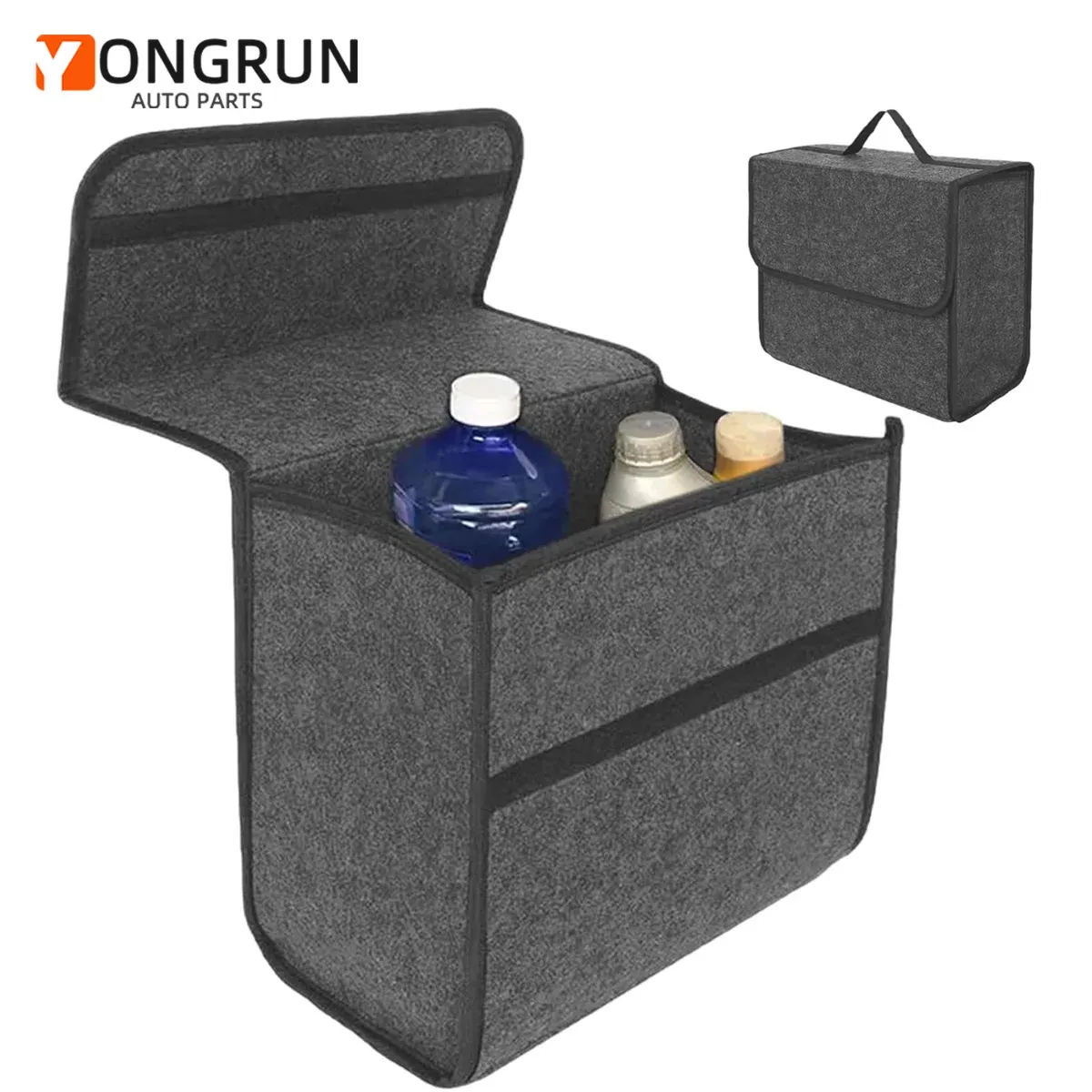 Boîte de rangement en feutre pour voiture, 1 pièce, gris foncé, pliable, antidérapante, universelle, de haute qualité