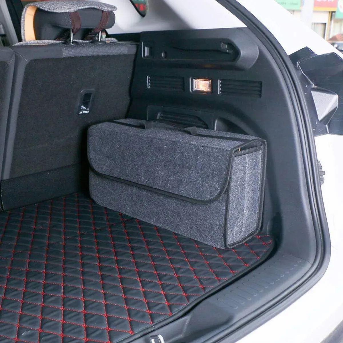 Boîte de rangement en feutre pour voiture, 1 pièce, gris foncé, pliable, antidérapante, universelle, de haute qualité 6
