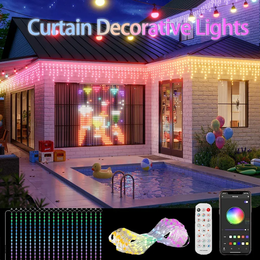 Rideau lumineux LED, motifs et couleurs
