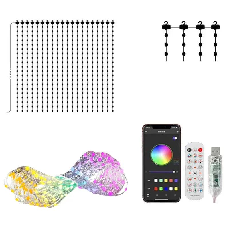 Rideau lumineux LED, installation à domicile