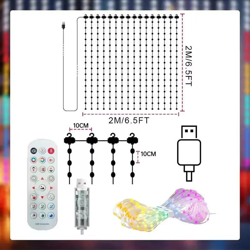 Rideau lumineux LED intelligent RGB, contrôlable par application, à intensité réglable, avec motifs DIY et synchronisation musicale. Éclairage d'ambiance pour la maison et les fêtes de Noël 7