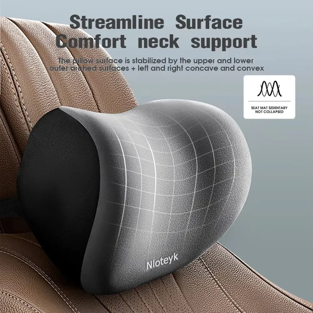 Oreiller de cou pour voiture en mousse à mémoire de forme, coussin lombaire et soutien dorsal, coussin respirant pour appui-tête, soulage le stress, oreiller de siège auto 2