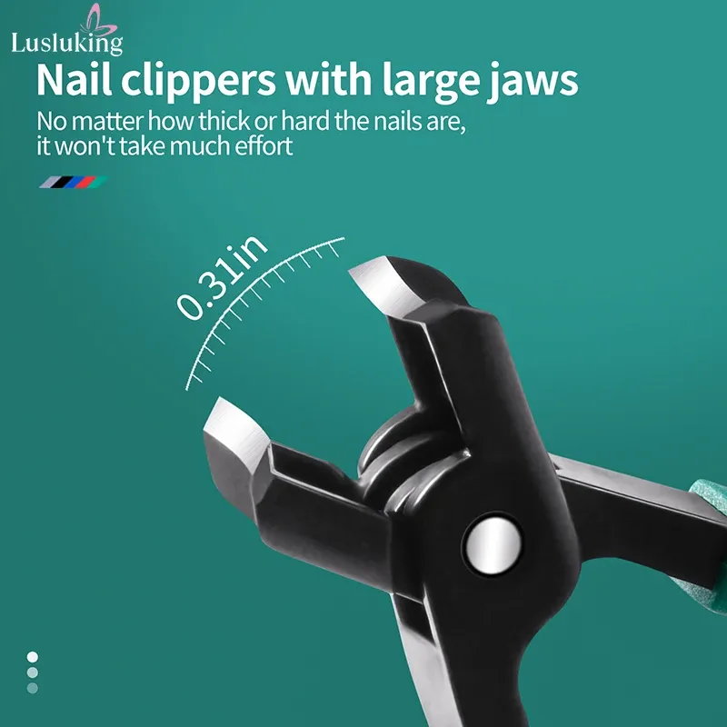 Coupe-ongles grande mâchoire (ouverture 8 mm) en acier inoxydable, pour ongles épais et durs, coupe-orteils anti-éclaboussures 4