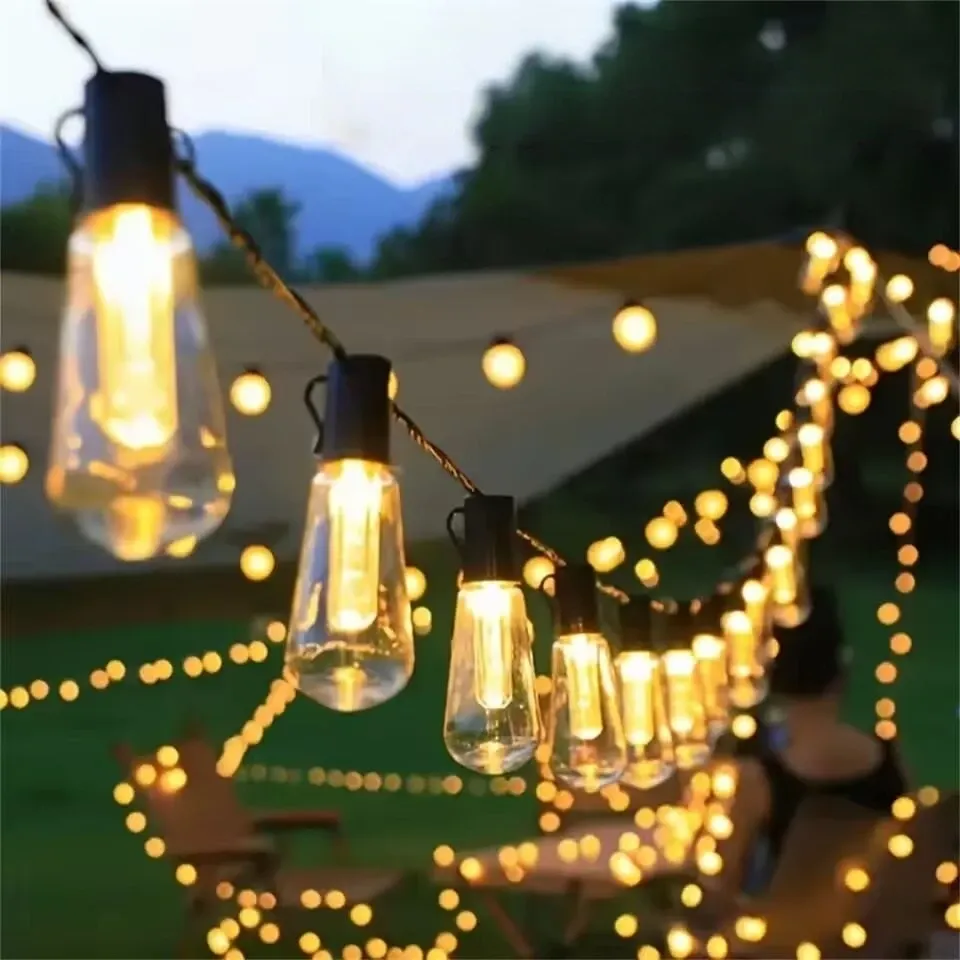Guirlande lumineuse solaire à ampoules rétro, éclairage d'extérieur étanche pour jardin et terrasse 2