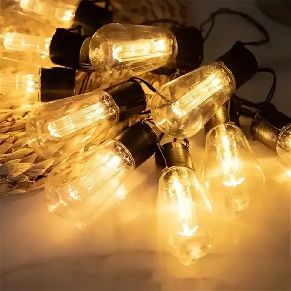 Guirlande lumineuse solaire à ampoules rétro, éclairage d'extérieur étanche pour jardin et terrasse 7