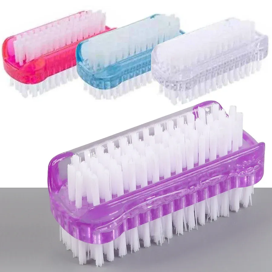 Brosse de nettoyage d'ongles double face, outil de manucure et de pédicure, idéale pour les ongles des mains et des pieds