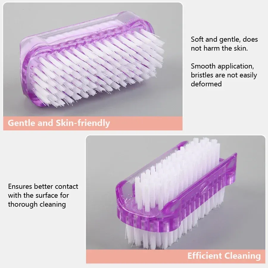 Brosse de nettoyage d'ongles double face, outil de manucure et de pédicure, idéale pour les ongles des mains et des pieds 3