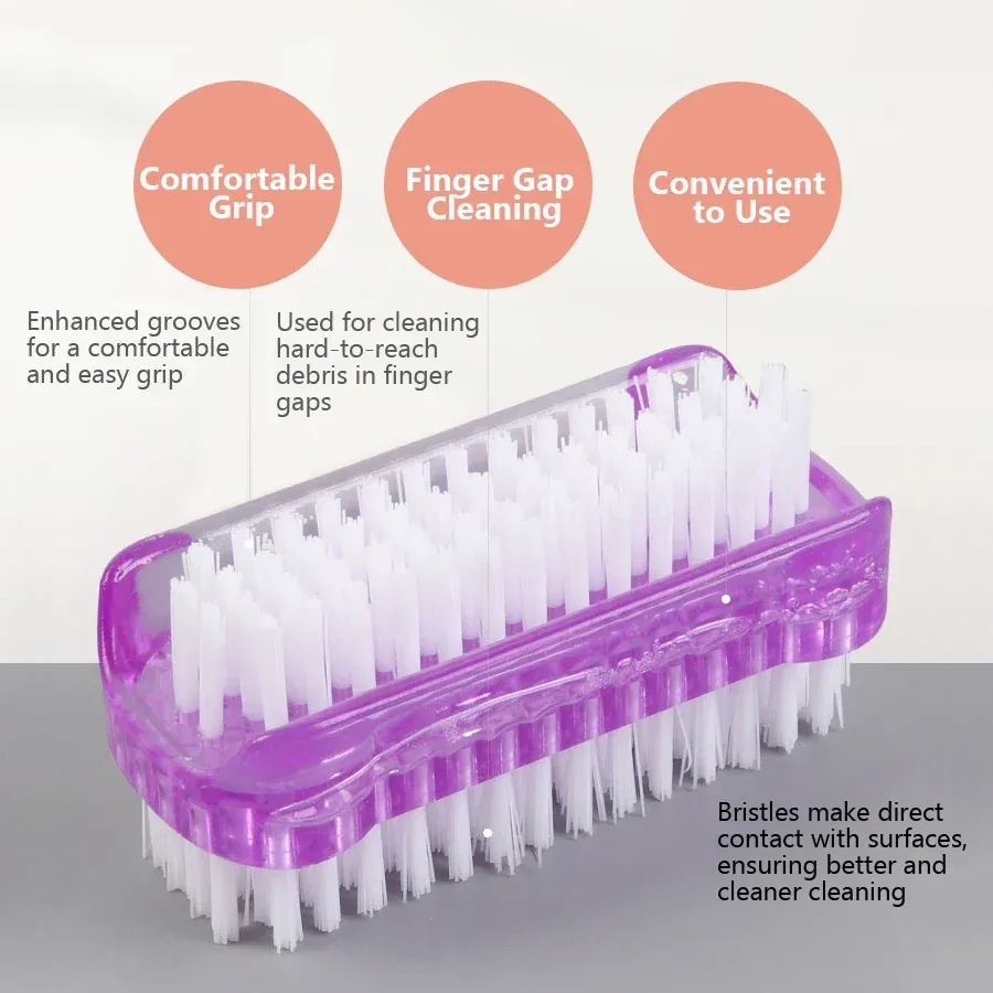 Brosse de nettoyage d'ongles double face, outil de manucure et de pédicure, idéale pour les ongles des mains et des pieds 4