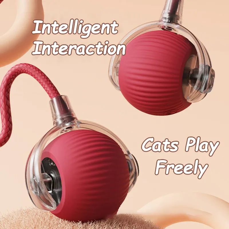 Balle roulante électrique intelligente pour animaux de compagnie, jouet interactif pour chat avec fausse queue et imitation de souris 2