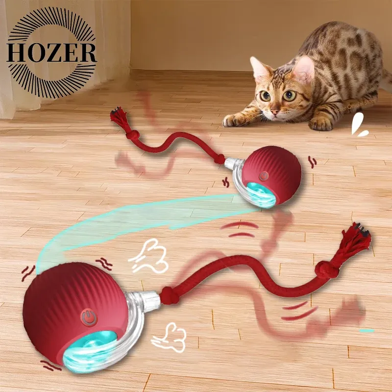 Balle roulante électrique intelligente pour animaux de compagnie, jouet interactif pour chat avec fausse queue et imitation de souris - Image 1