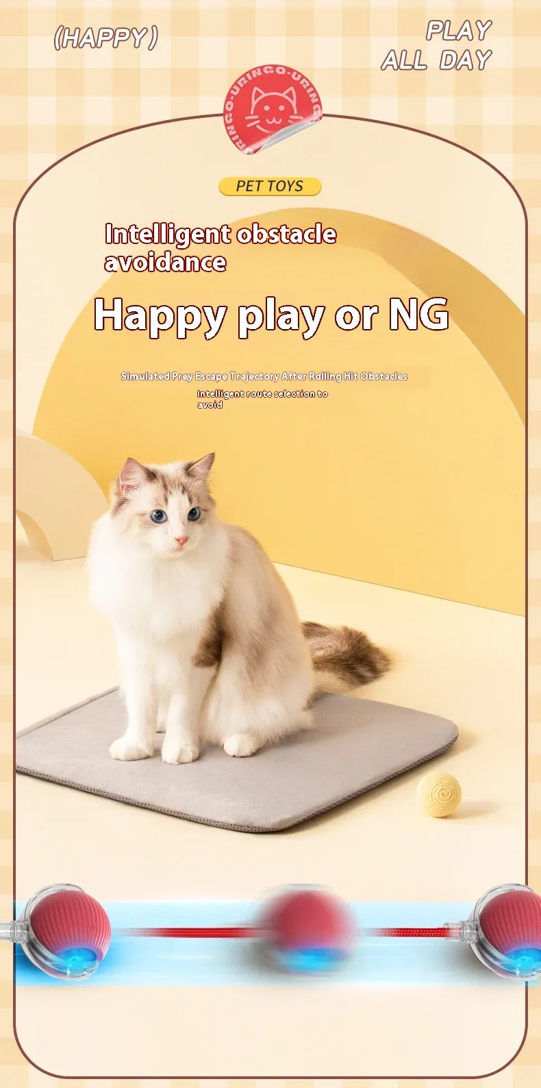 Détails de la balle intelligente pour chat