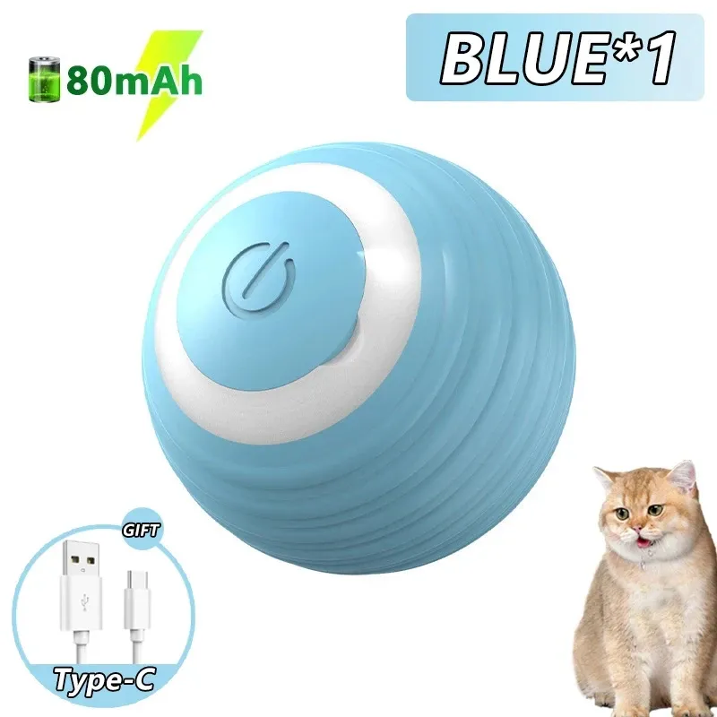 Balle roulante électrique intelligente pour animaux de compagnie, jouet interactif pour chat avec fausse queue et imitation de souris 12