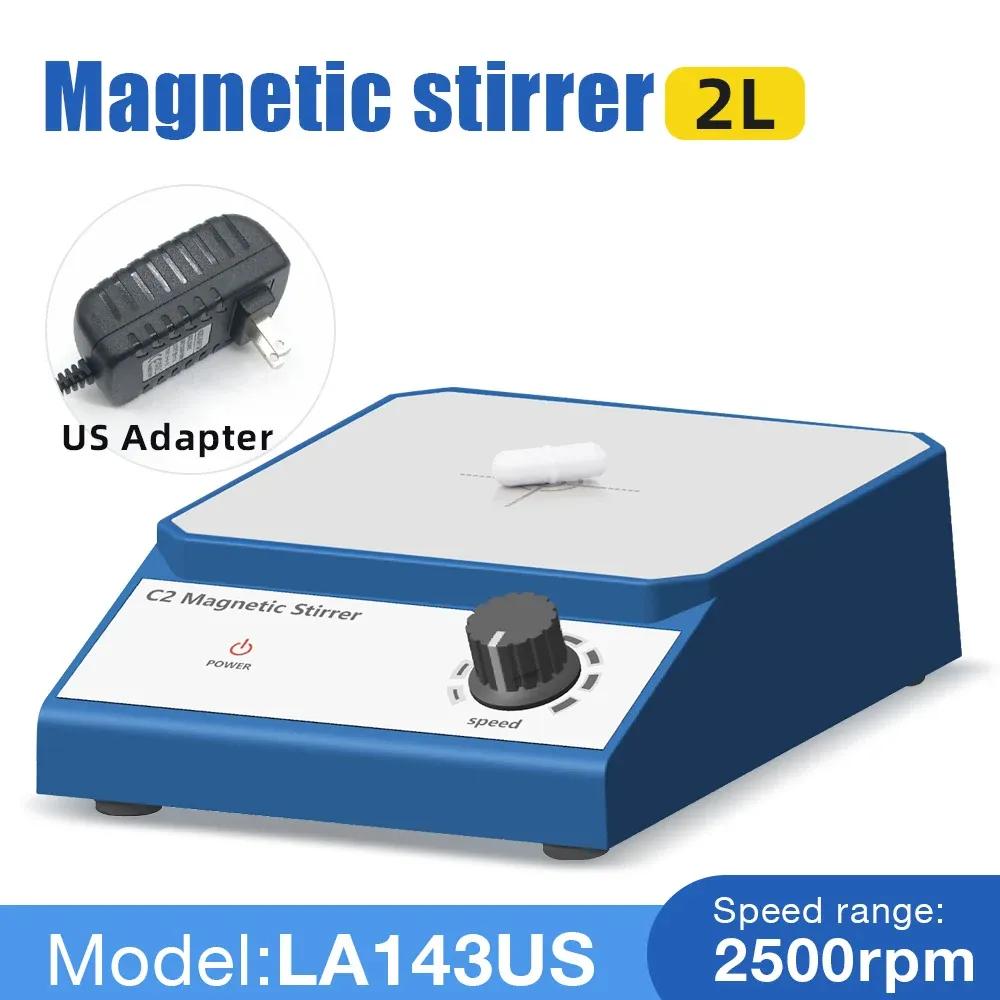 Agitateur magnétique électronique avec barre d'agitation, vitesse réglable jusqu'à 2500 tr/min, alimentation 100-240 V CA 7