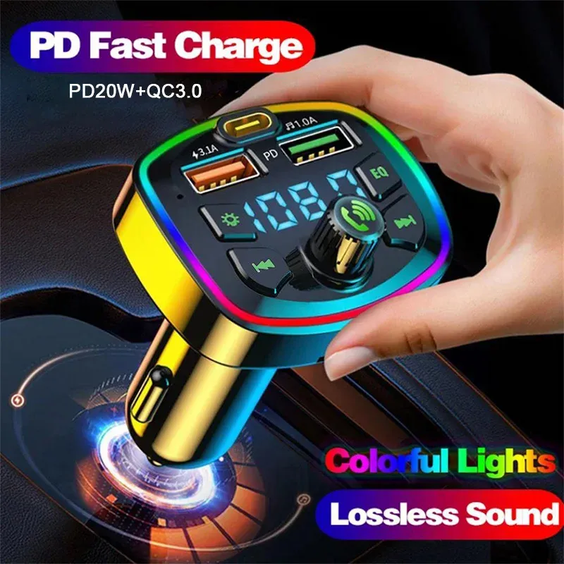 Transmetteur FM Bluetooth 5.0 pour voiture avec double port USB 2.1A et charge rapide