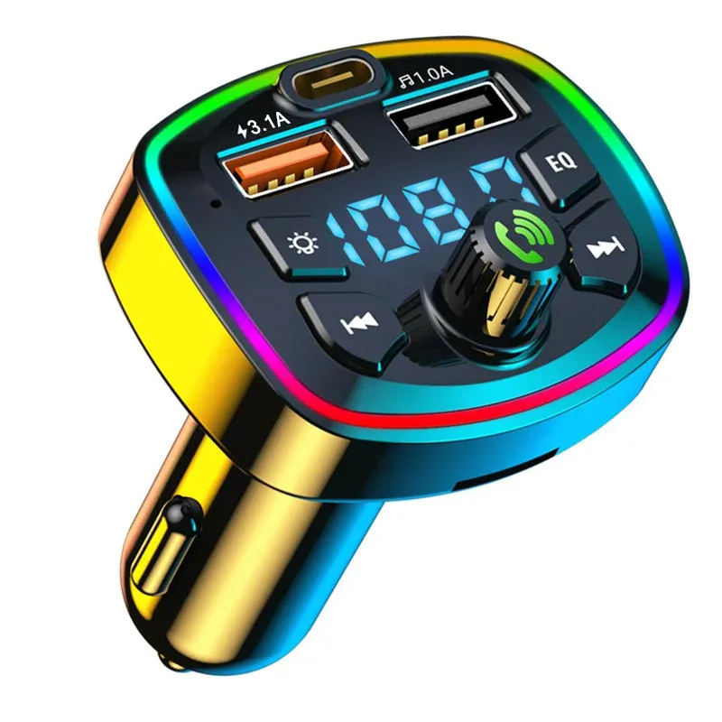 Transmetteur FM Bluetooth 5.0 pour voiture avec double port USB 2.1A et charge rapide 7