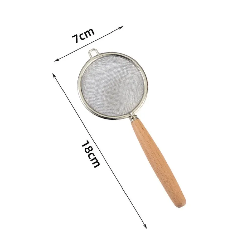 Passoire de cuisine en acier inoxydable à long manche en bois et crochets de suspension, tamis à mailles fines, lot de 1/3 pièces 7