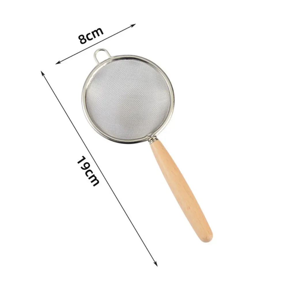 Passoire de cuisine en acier inoxydable à long manche en bois et crochets de suspension, tamis à mailles fines, lot de 1/3 pièces 8